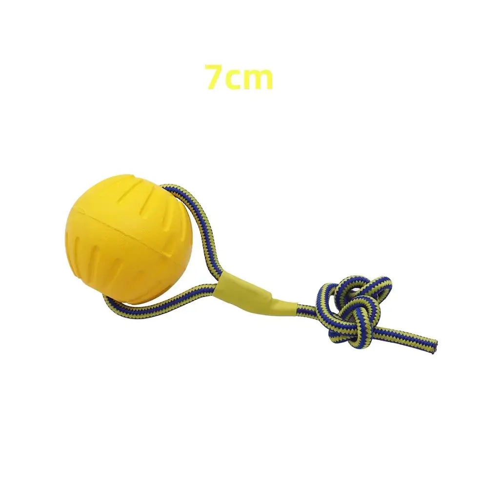 Indestructible Bite Resistant Ball Ring Toy with Rope Knot