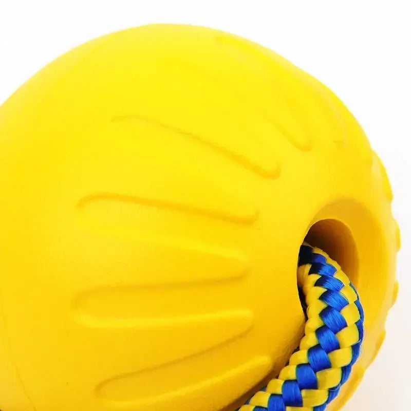 Indestructible Bite Resistant Ball Ring Toy with Rope Knot