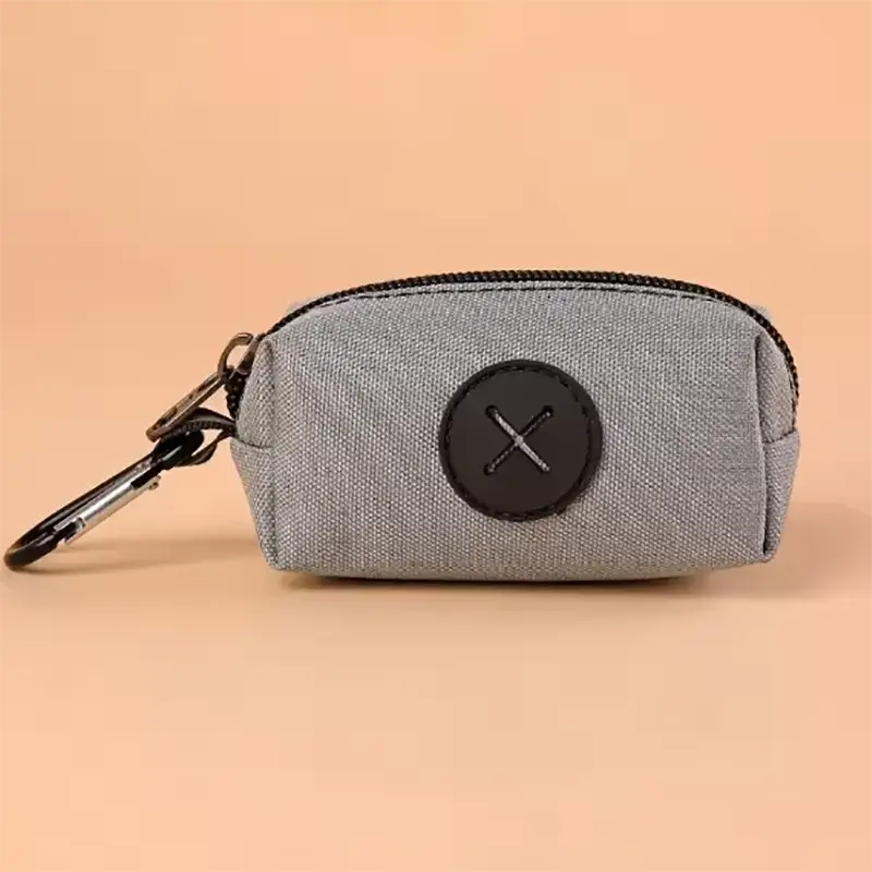 Canvas Dog Poop Bag Holder with Carabiner Clip