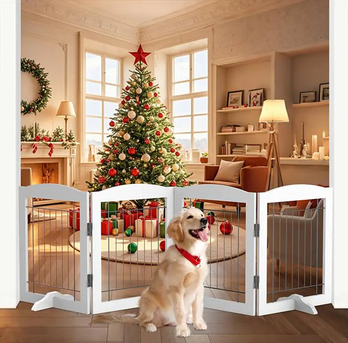 Indoor Pet Barrier: 4-Panel Foldable Gate