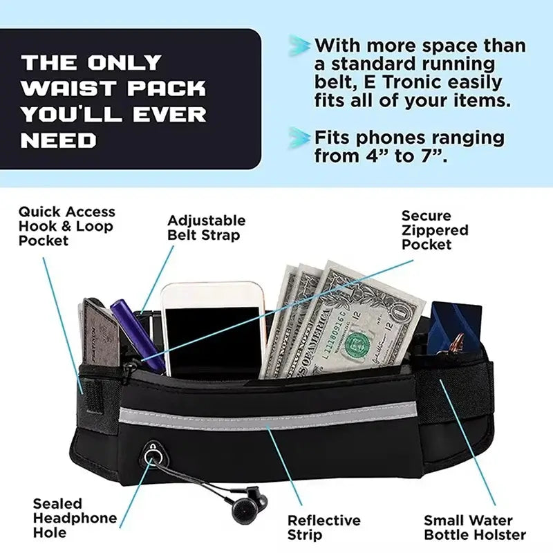 Hands-Free Reflective Dog Leash with Waist Bag for Running and Walking