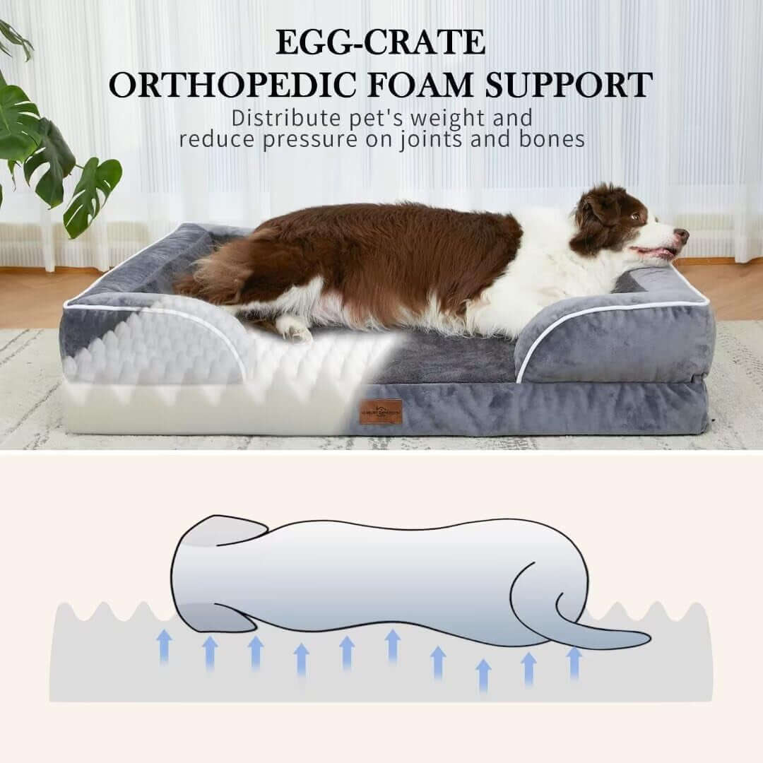 Waterproof Orthopedic Foam Dog Beds, XXL Orthopedic Dog Bed for Extra Large Dogs, Washable Dog Sofa Bed with Removable Cover & Non-Slip Bottom(Xx-Large,Dark Grey)-2