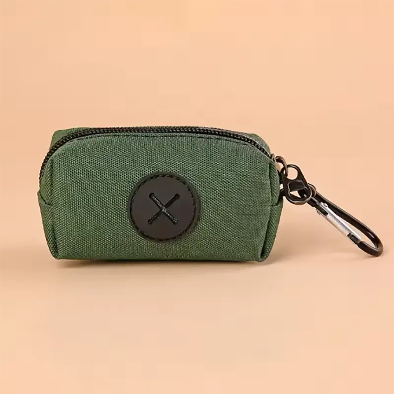 Canvas Dog Poop Bag Holder with Carabiner Clip