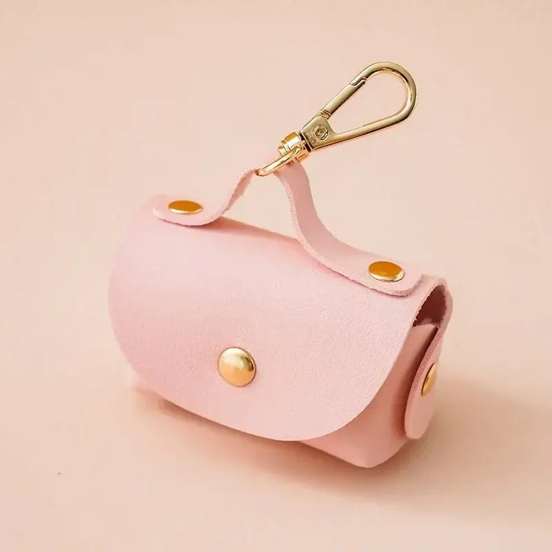 Stylish Leather Portable Dog Poop Bag Organizer