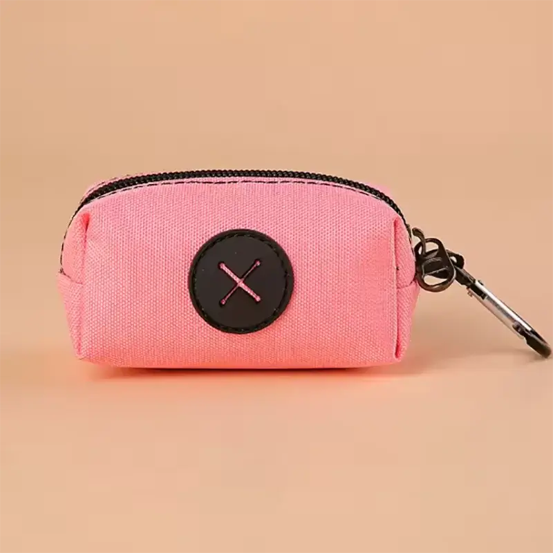 Canvas Dog Poop Bag Holder with Carabiner Clip