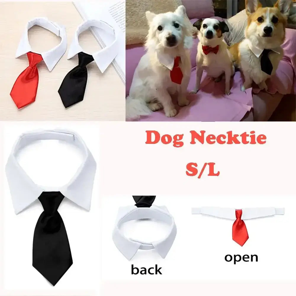Pet Formal Tuxedo Necktie Bow Tie Collar in Black & Red