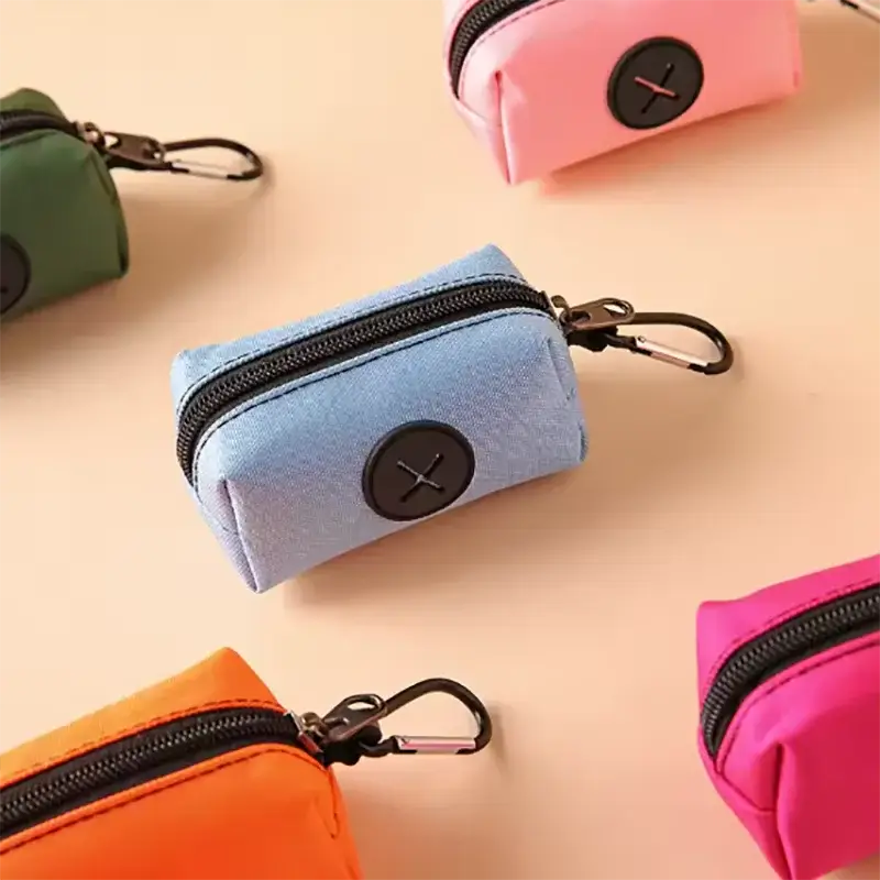 Canvas Dog Poop Bag Holder with Carabiner Clip