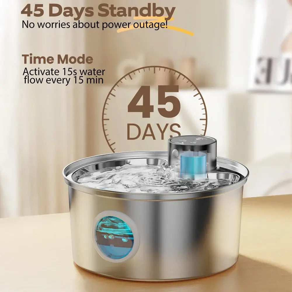 Automatic Stainless Steel 3.2L USB Rechargeable Pet Water Fountain