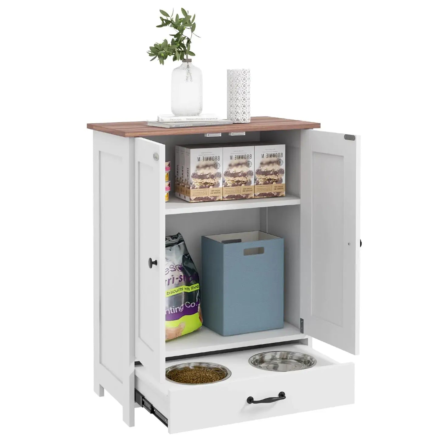 PawHut Elegant Pet Feeding Cabinet with Hidden Bowls