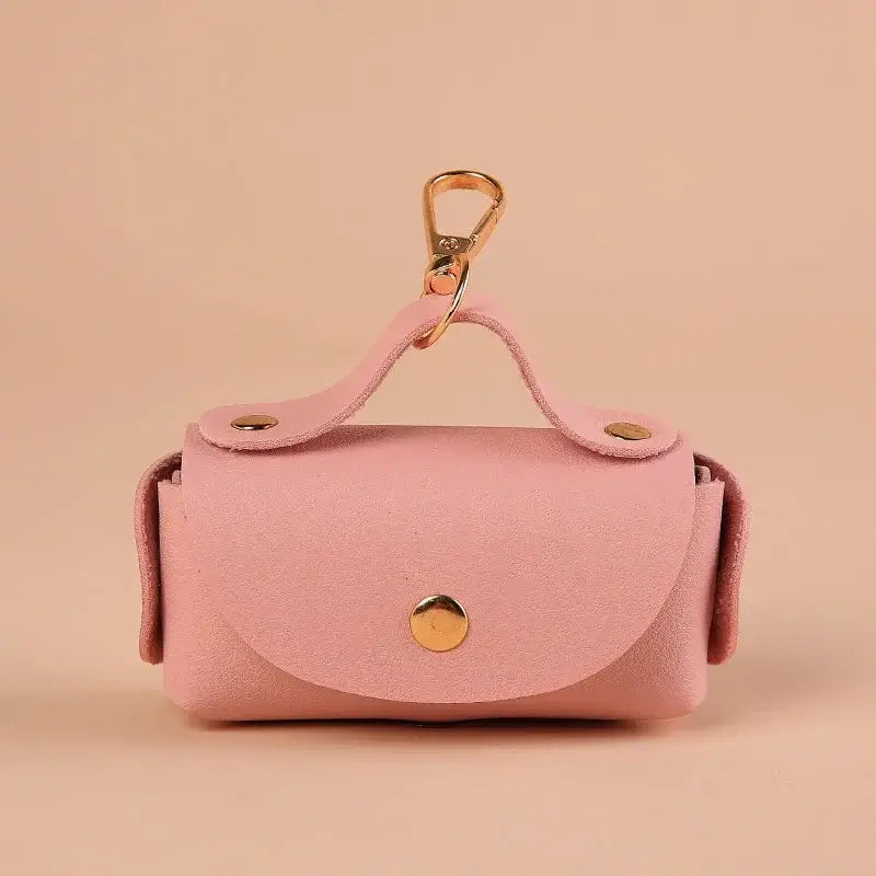 Stylish Leather Portable Dog Poop Bag Organizer