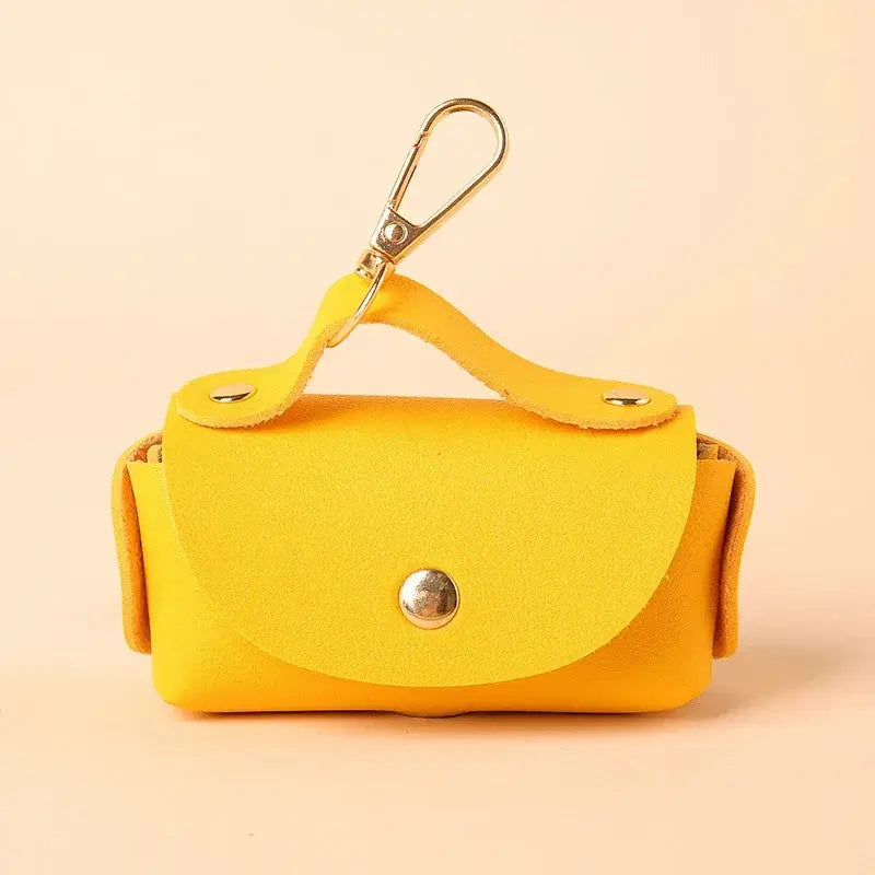 Stylish Leather Portable Dog Poop Bag Organizer