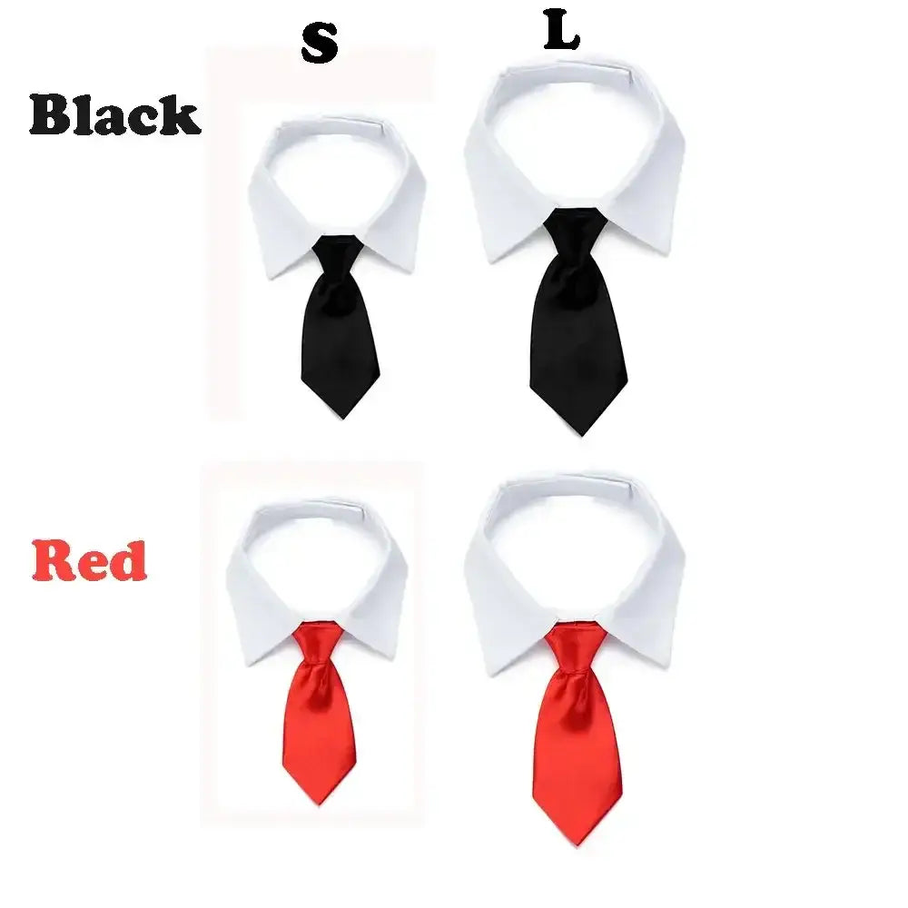 Pet Formal Tuxedo Necktie Bow Tie Collar in Black & Red