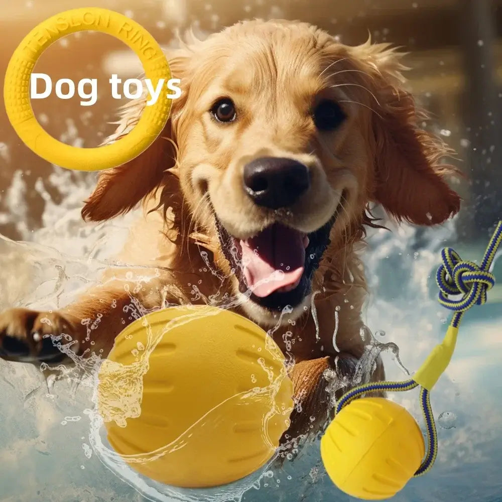 Indestructible Bite Resistant Ball Ring Toy with Rope Knot