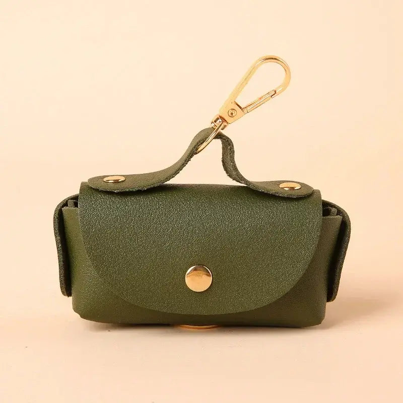 Stylish Leather Portable Dog Poop Bag Organizer