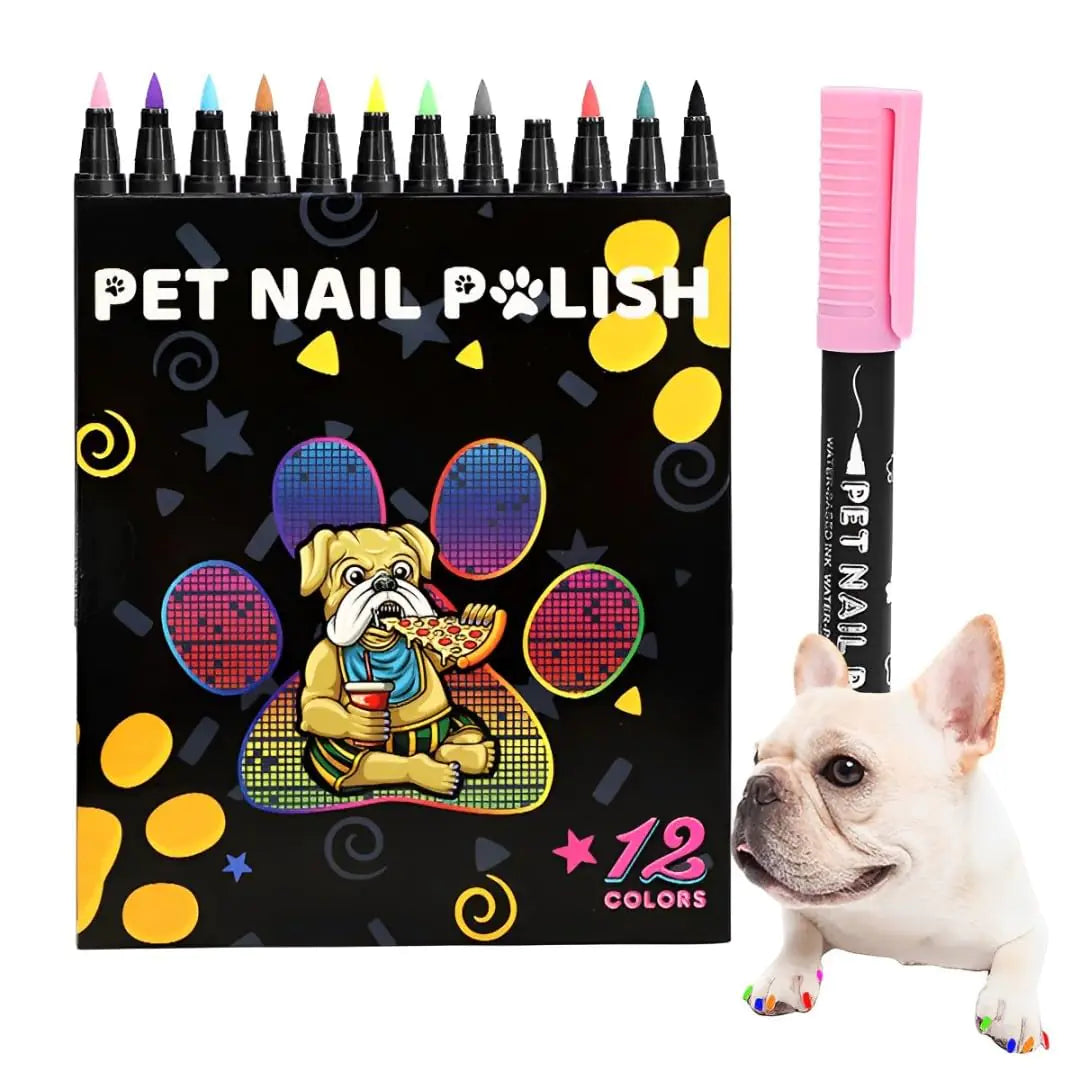 Pet Paws Nail Art Pens - 12 Color Set for Small Animals
