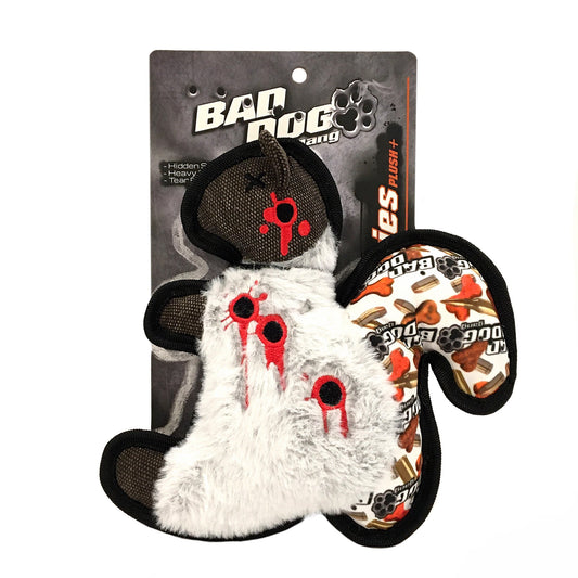 Overkill squirrel plush toy designed for dogs, featuring various textures and a unique design.