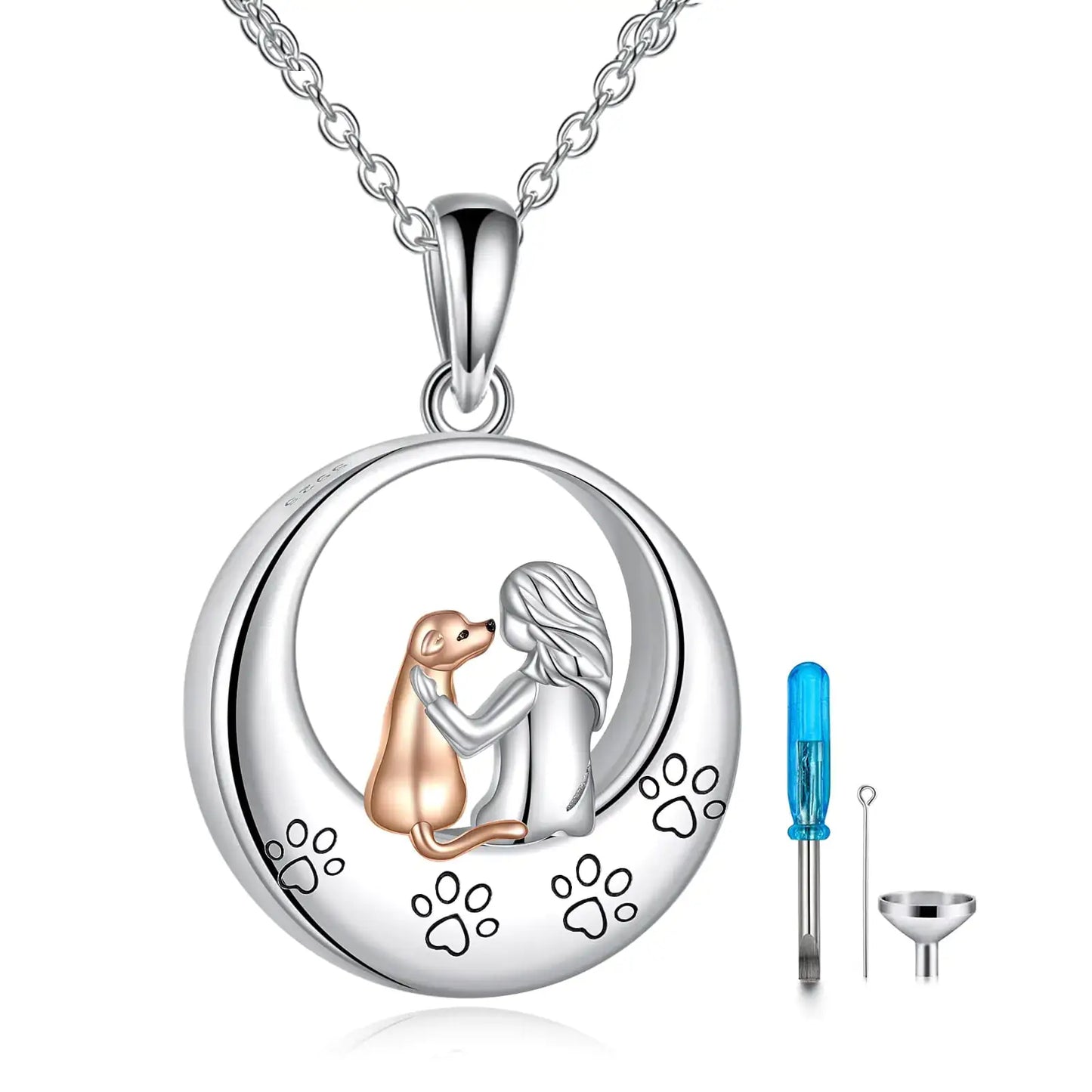 Collier pendentif urne chien en argent sterling commémoratif