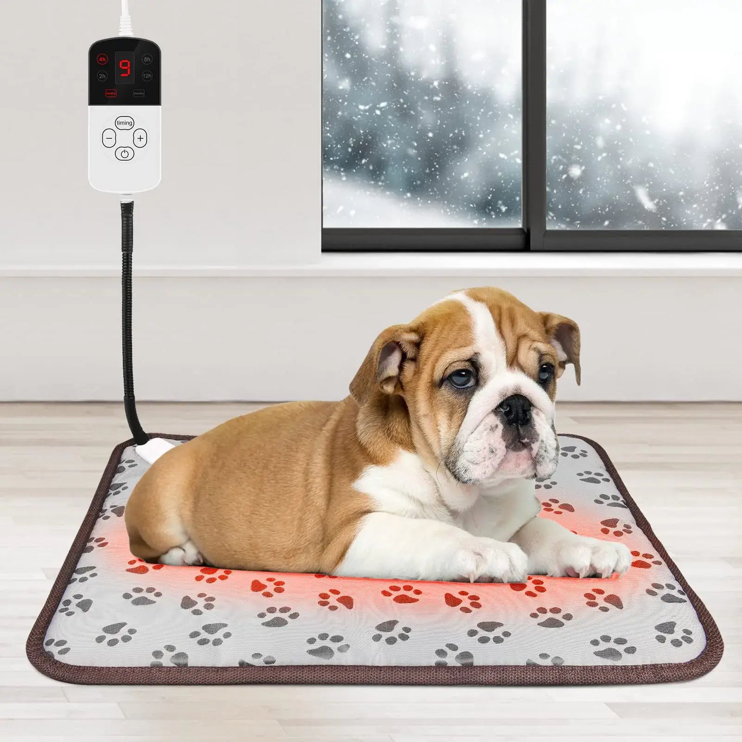 Tapis Chauffant pour Animaux de Compagnie Chien Chat Tapis Chauffant Ălectrique IntĂ©rieur Ătanche avec Cordon RĂ©sistant aux Mastications