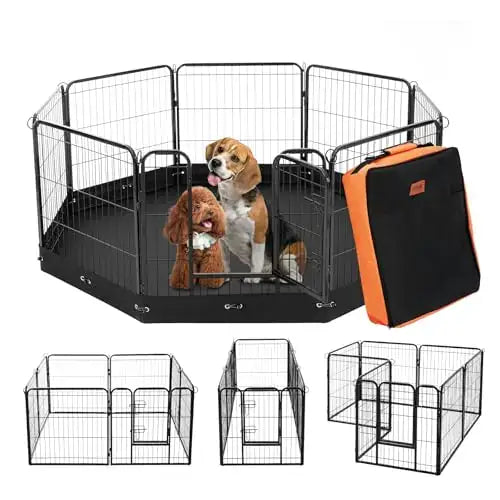 Parc pour chien VEVOR à 8 panneaux avec porte sécurisée et tapis