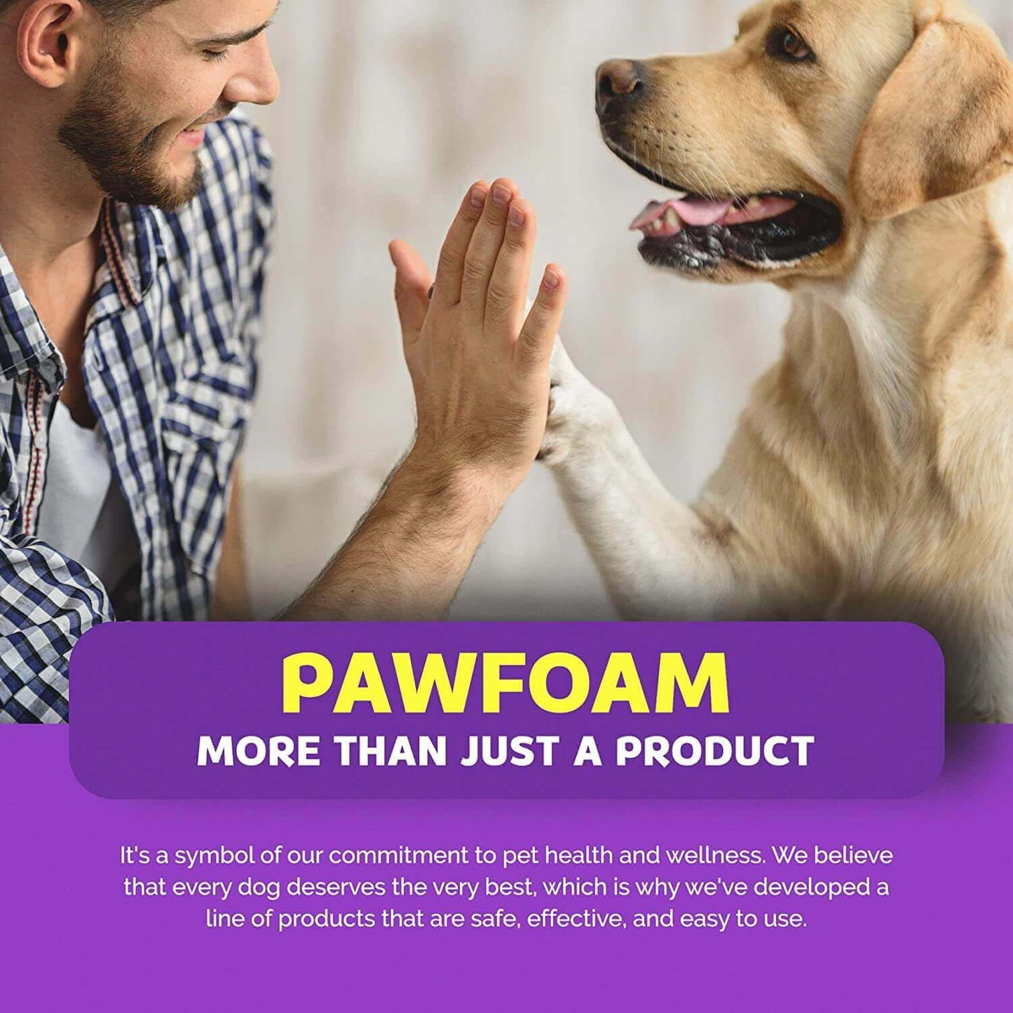 Dog Paw Foam - The Original PawFoam in use with a dog and owner, showcasing pet care and health.