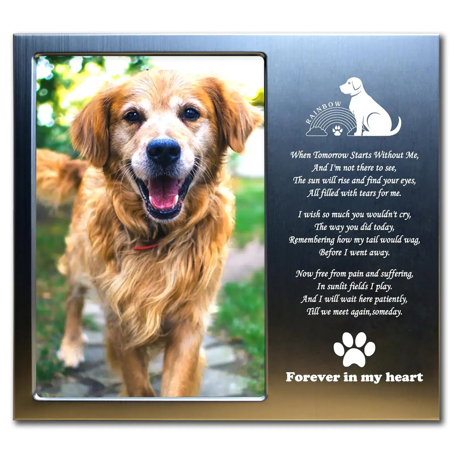 Cadre souvenir pour chien Rainbow Bridge