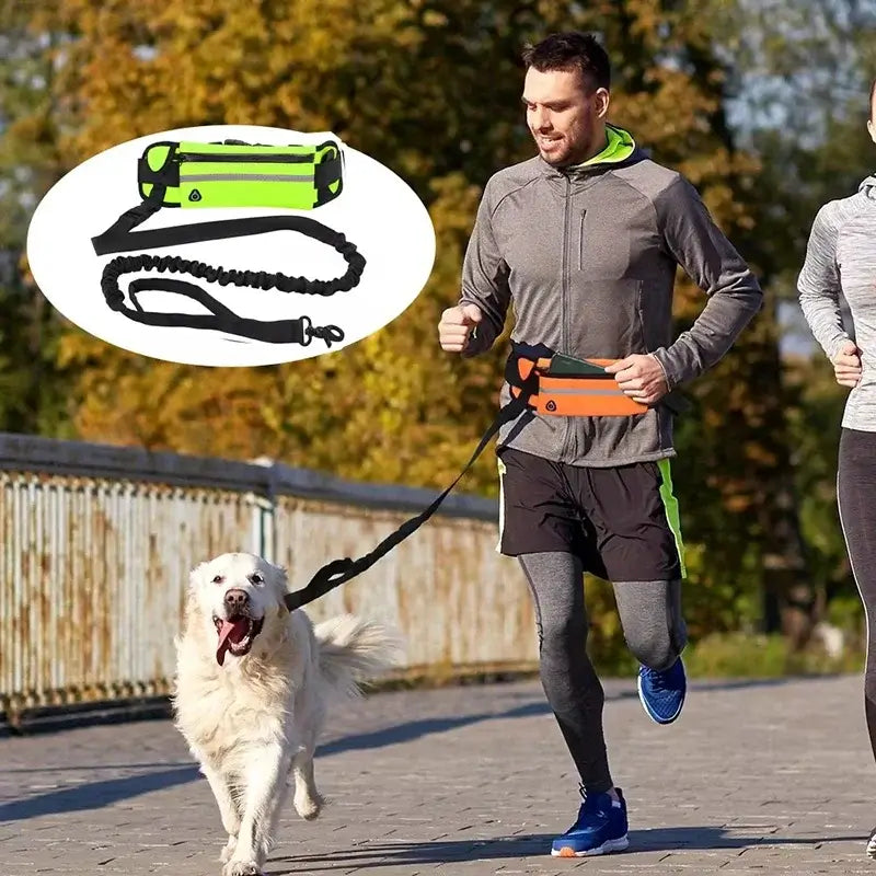 Hands-Free Reflective Dog Leash with Waist Bag for Running and Walking