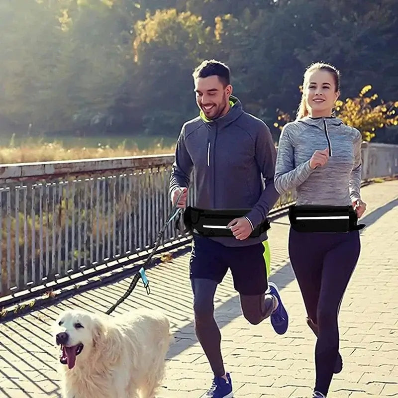 Hands-Free Reflective Dog Leash with Waist Bag for Running and Walking