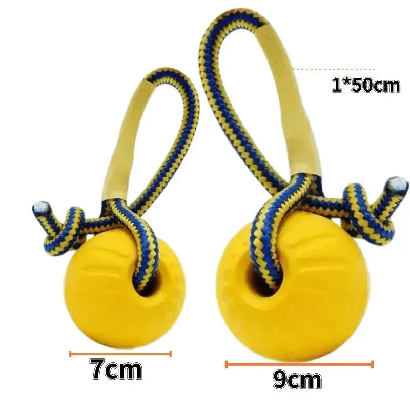 Indestructible Bite Resistant Ball Ring Toy with Rope Knot