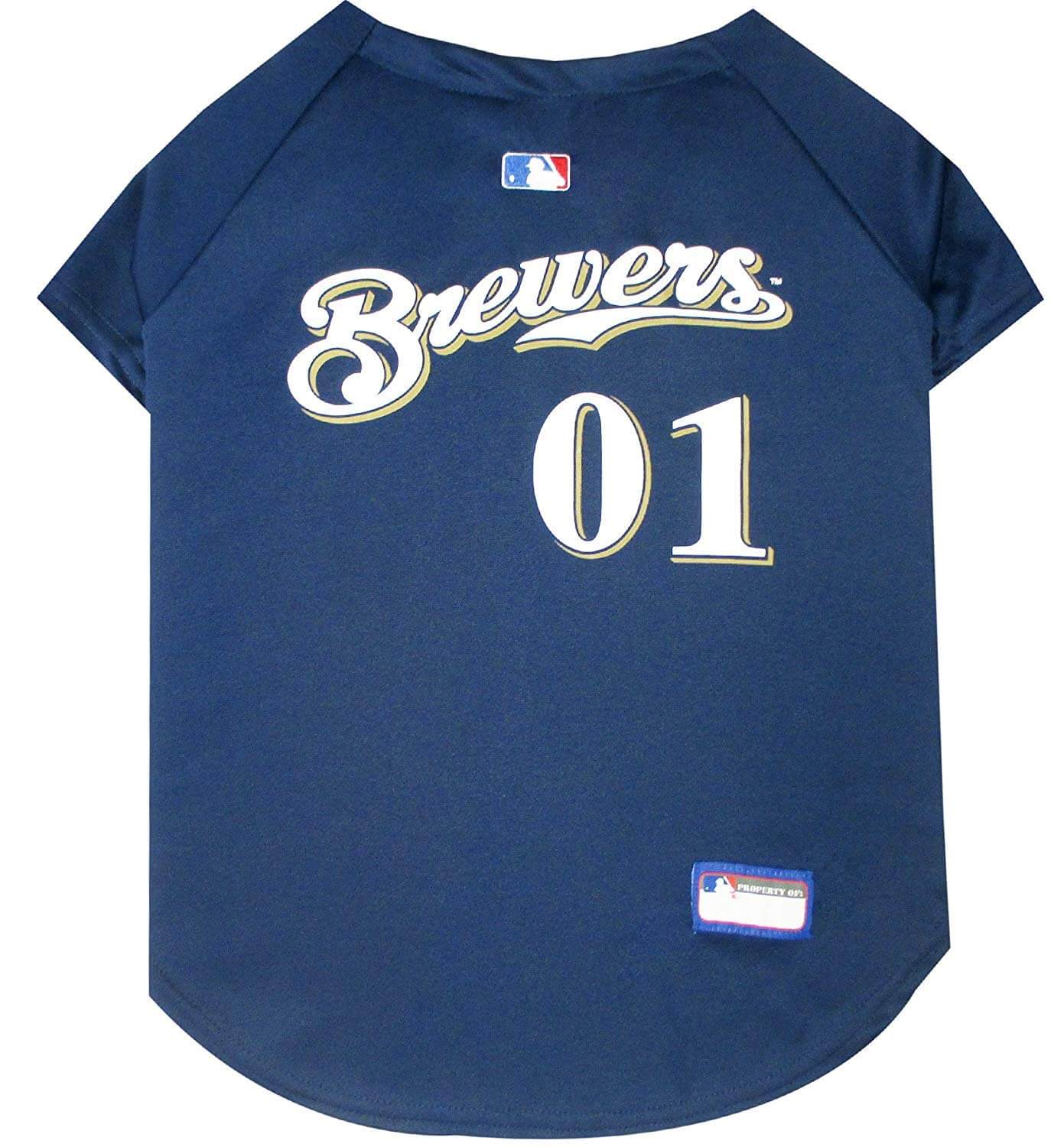 MLB Milwaukee Brewers Dog Medium Jersey - Team Spirit Furry Fan Gear design showing team name and player number.