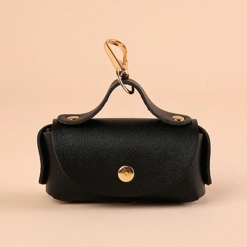 Stylish Leather Portable Dog Poop Bag Organizer