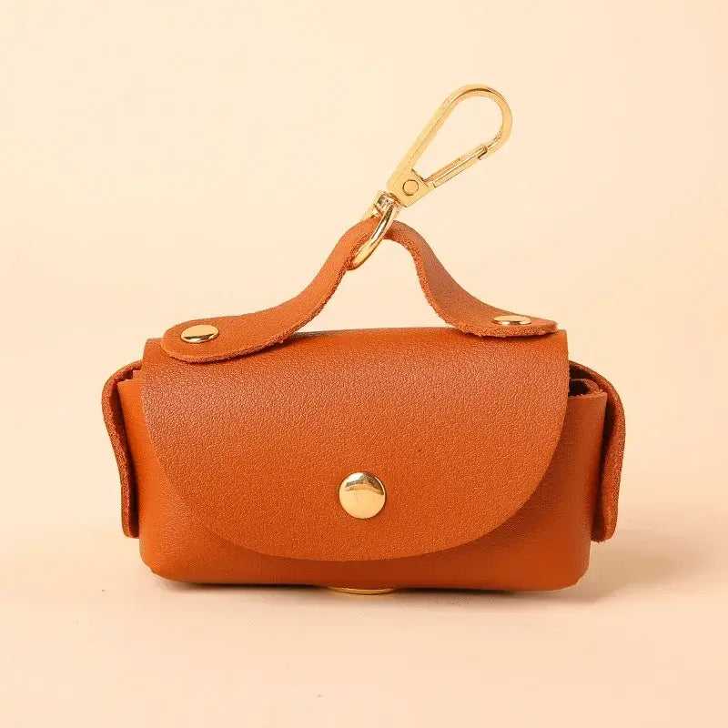 Stylish Leather Portable Dog Poop Bag Organizer