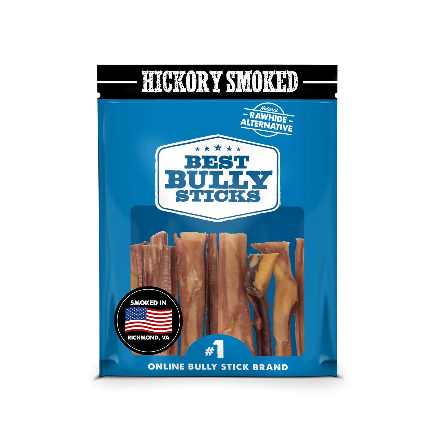 Hickory Smoked Natural Bully Sticks 10-Packages - Odorless & Additive-Free