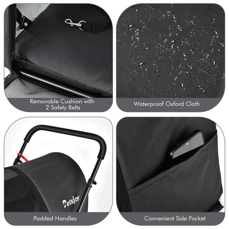 4-in-1 Double Pet Stroller with Detachable Carrier and Travel Carriage
