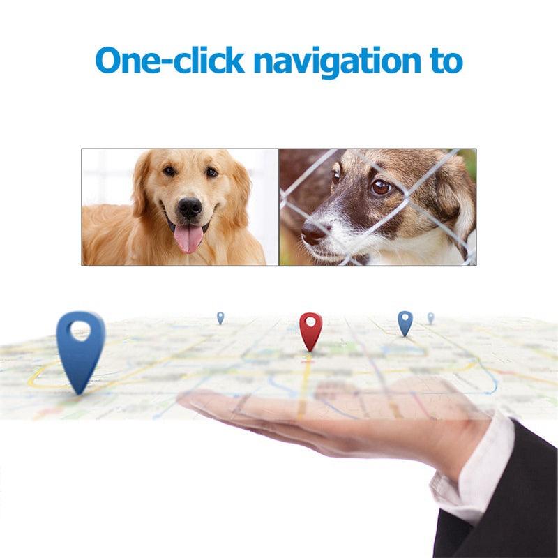 Image illustrating one-click navigation feature for Smartpaws Small GPS Pet Tracker with playful dogs.