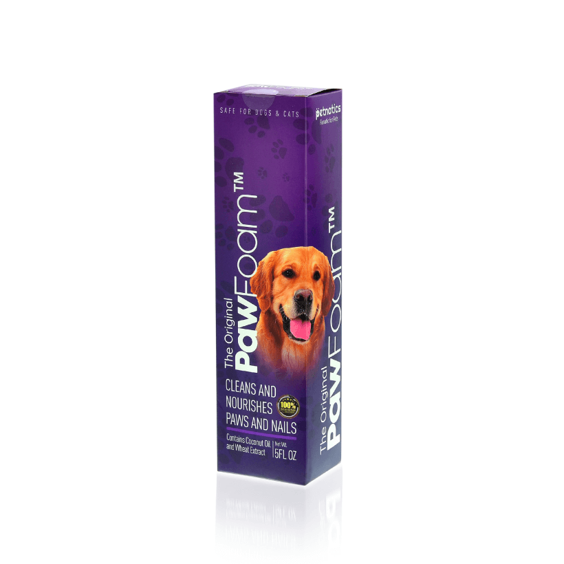 Dog Paw Foam - The Original PawFoam™ packaging for cleaning and nourishing pets' paws and nails.