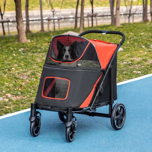 Poussette pliable pour chiens à pliage rapide avec rangement