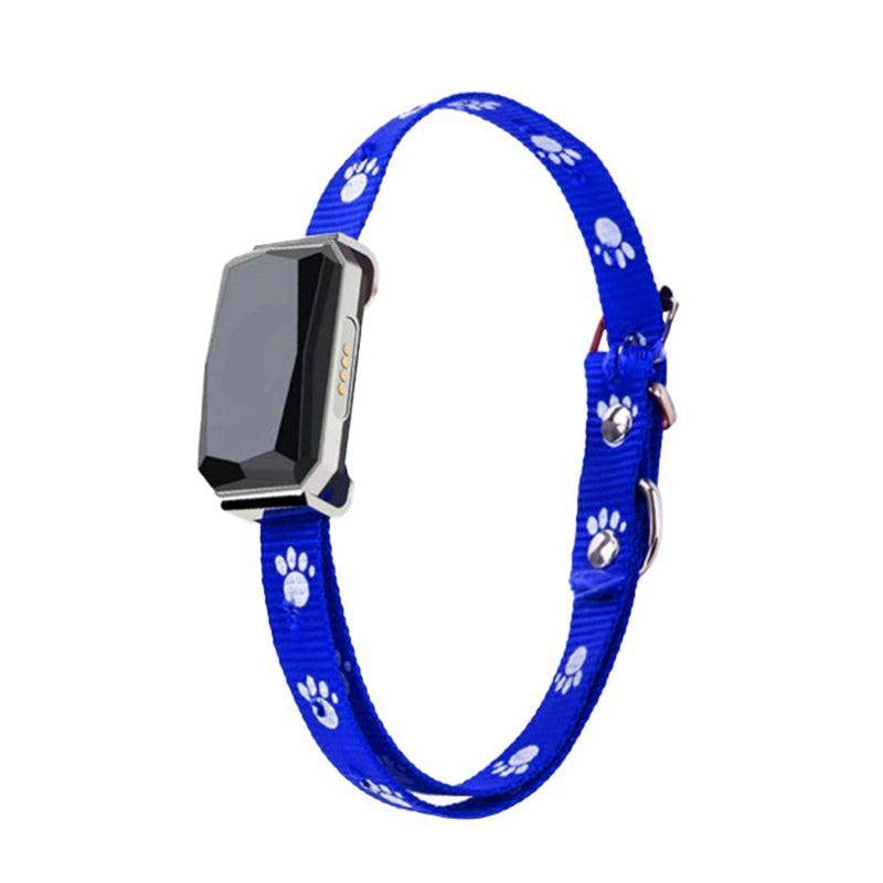 Smartpaws Small Gps Pet Tracker in blue with paw print design for pet safety and tracking.