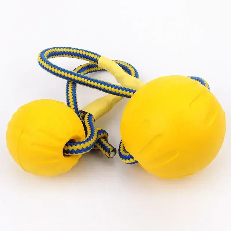 Indestructible Bite Resistant Ball Ring Toy with Rope Knot