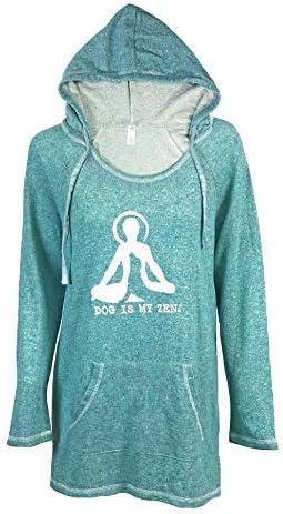 Good Dog is My Zen Women's Hoodie - Teal in teal color with a hood and a dog-themed graphic.