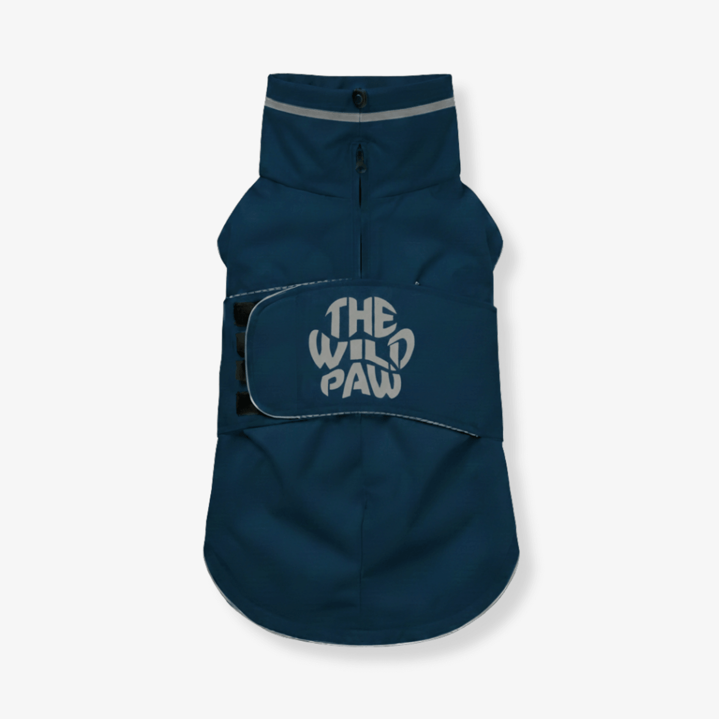 WildGuard Rain Coat- Ultimate Waterproof Gear for Dogs in navy blue with stylish logo design.