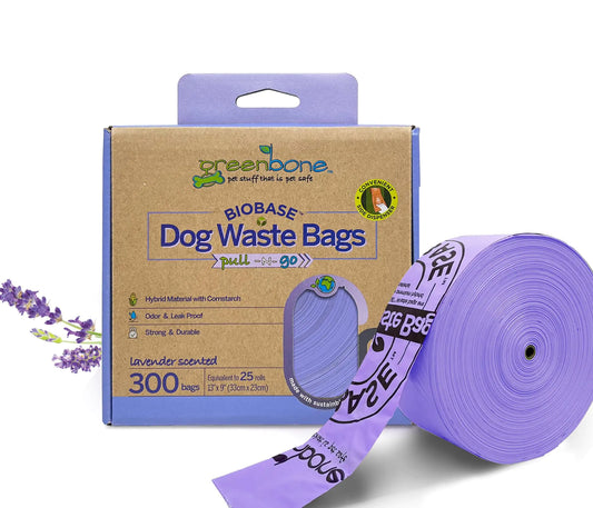 Greenbone BioBase Lavender-Scented 300-Count Poop Bag Roll in Box Dispenser