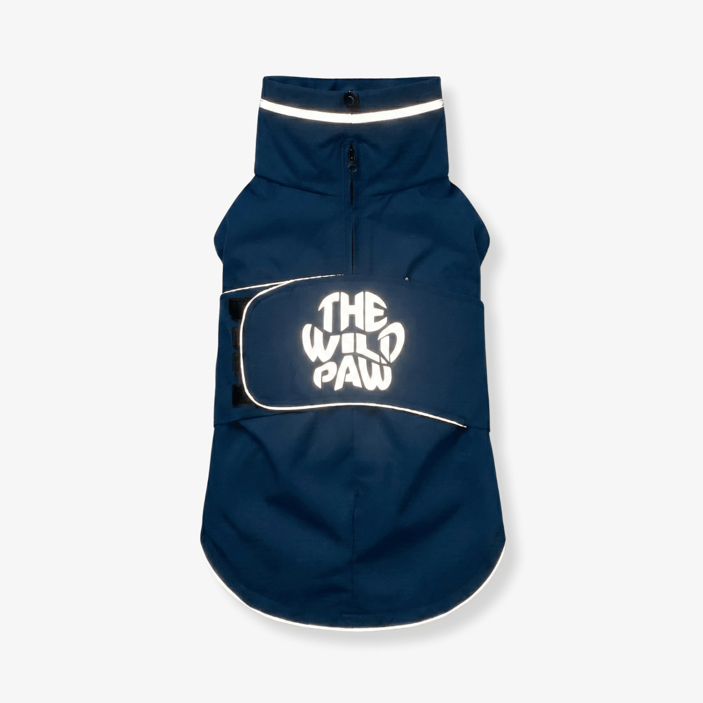 WildGuard Rain Coat- Ultimate Waterproof Gear for Dogs shown in navy blue, designed for all-weather protection and visibility.