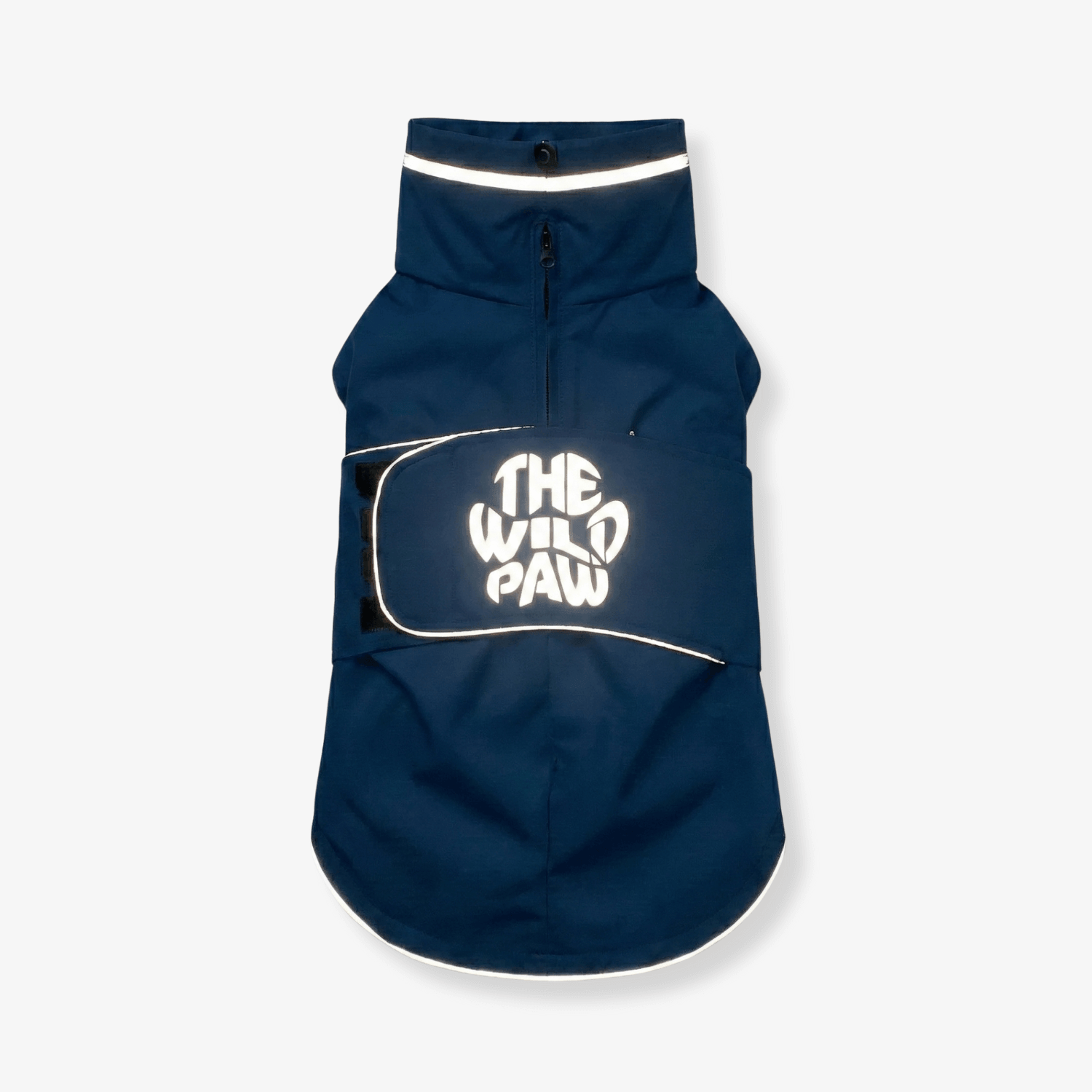 WildGuard Rain Coat- Ultimate Waterproof Gear for Dogs shown in navy blue, designed for all-weather protection and visibility.