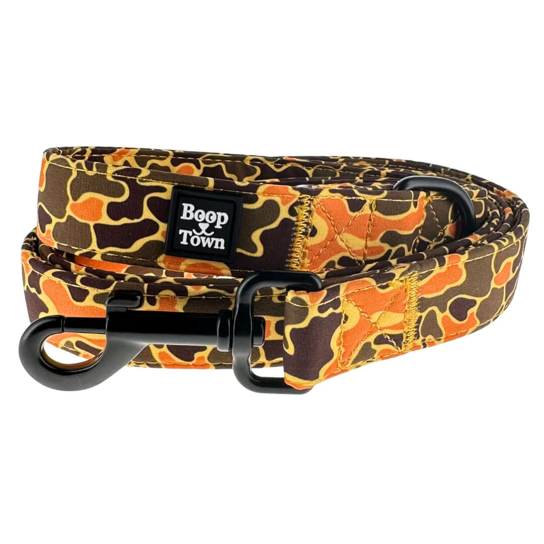 Boop Town Cute Dog Leashes 5 Feet Long in colorful camouflage design with durable metal hardware.