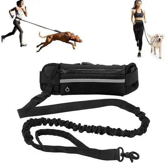 Hands-Free Reflective Dog Leash with Waist Bag for Running and Walking