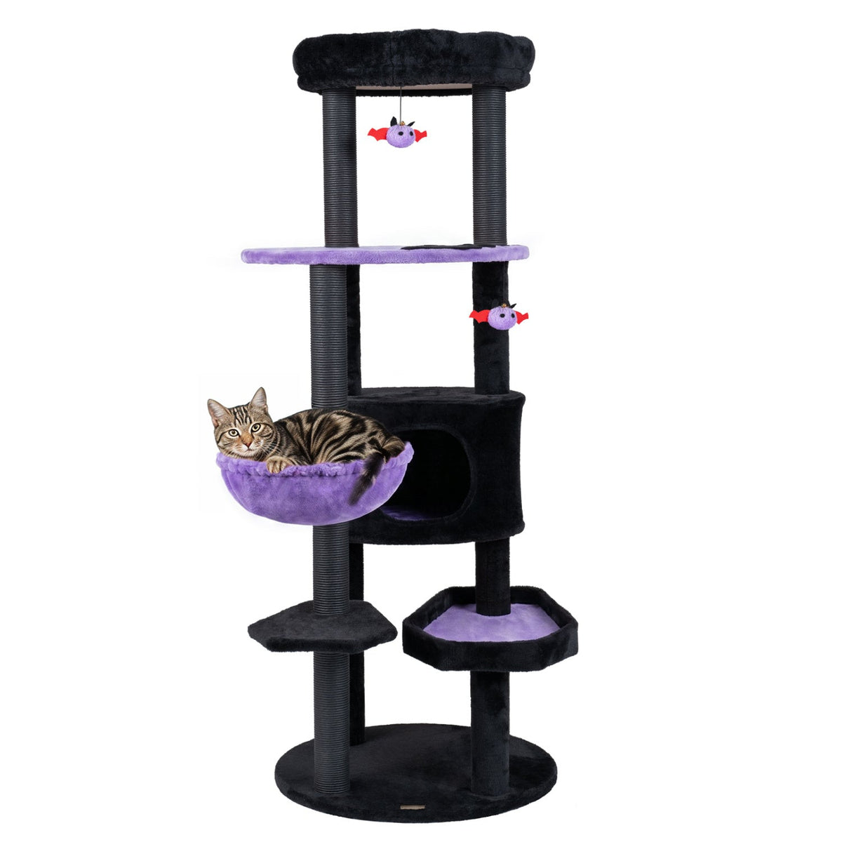 60" Gothic Cat Tower with Coffin Bed & Spider Toys
