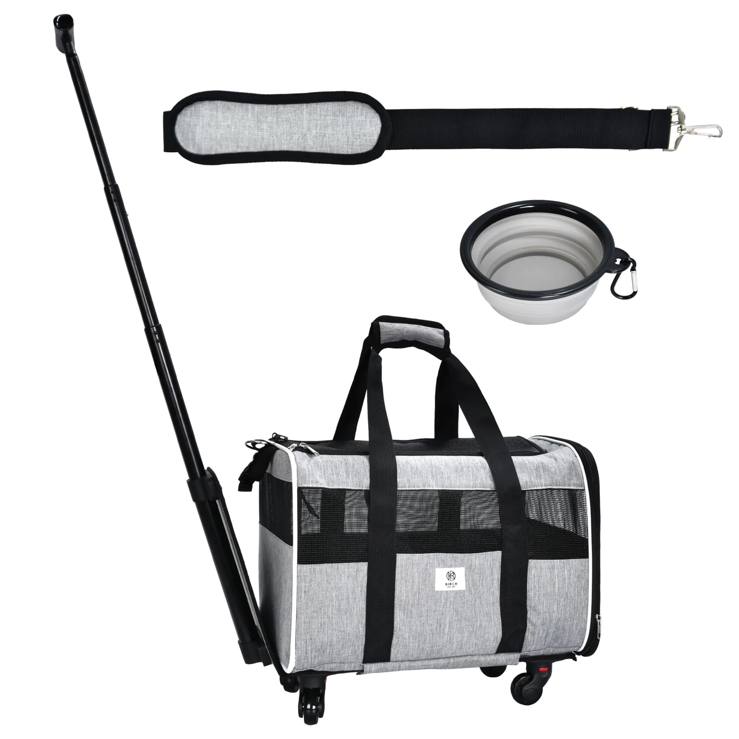 Airline-Approved Birch & Key Wheeled Pet Carrier - Grey