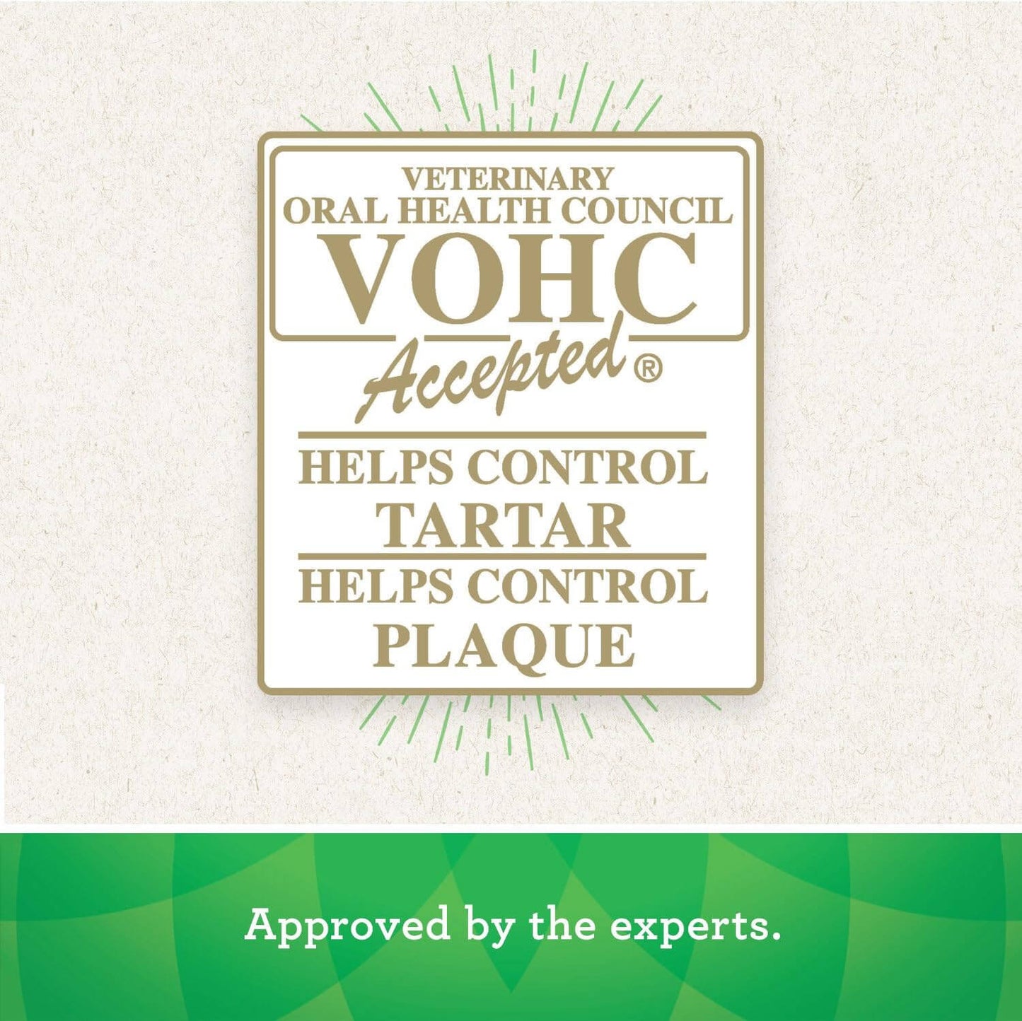 VOHC Accepted seal for dental products highlighting plaque and tartar control benefits.