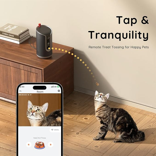 TKENPRO 2K Wi-Fi Pet Camera & Treat Dispenser