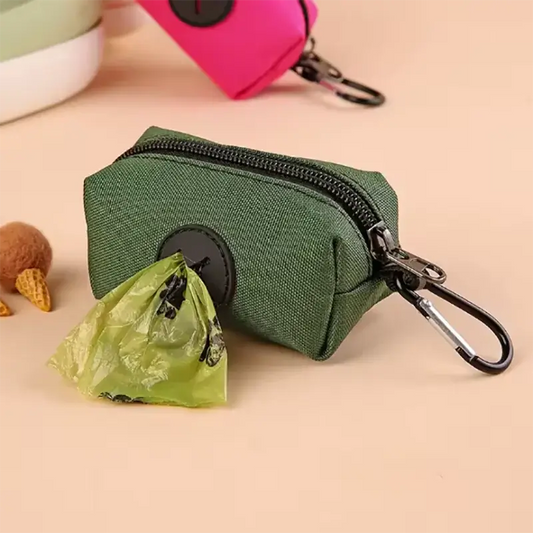 Canvas Dog Poop Bag Holder with Carabiner Clip